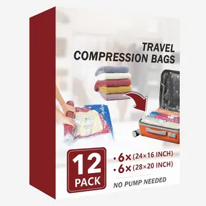 Vacuum Storage Bags, Space Saver Sealer Bags for Clothing, Pillows, Comforters, Blankets, Bedding, Travel, 12 Roll Bags, PA+PE Material Space Saver Home storage / Bedroom clothing storage bags / Vacuum compression storage/Space-saving essentials