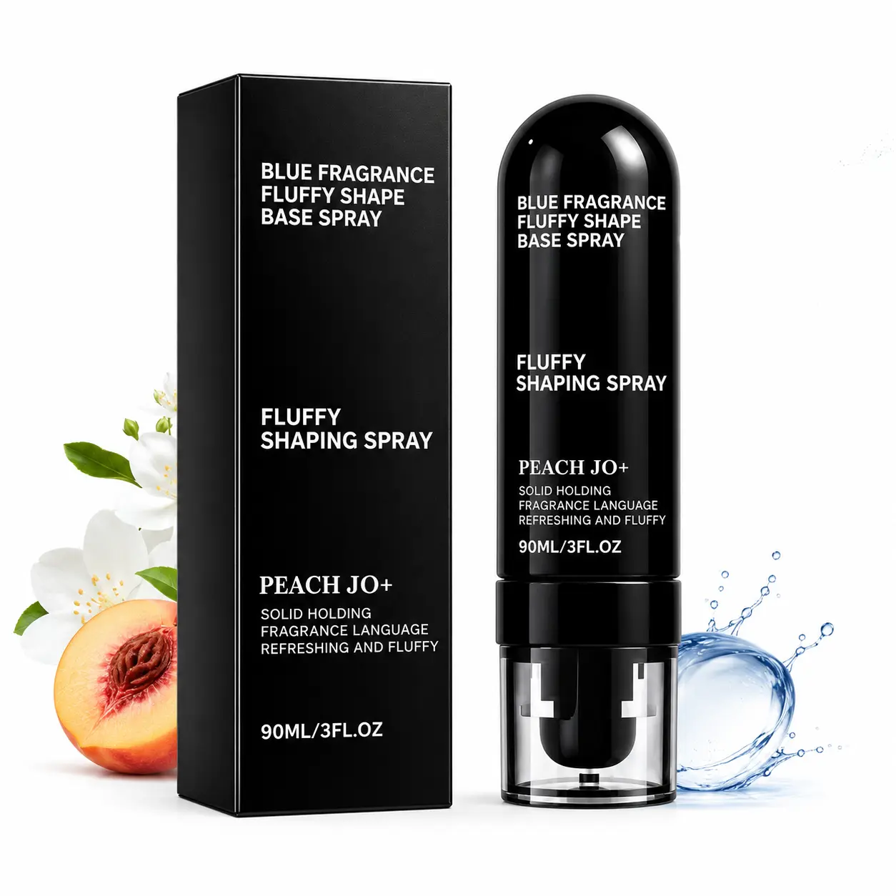 Fluffy Shaping Spray for Hair, Volumizing Styling Spray with Peach Fragrance, Solid Hold Root Lifting Hairspray, Refreshing Non-Greasy Hair Volume Mist for Thin Flat Hair, Instant Hairstyle Setting Finishing Spray, 90ml/3FL.OZ