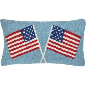 Peking Handicraft American Flag Decorative Lumbar Throw Pillow 22x12"