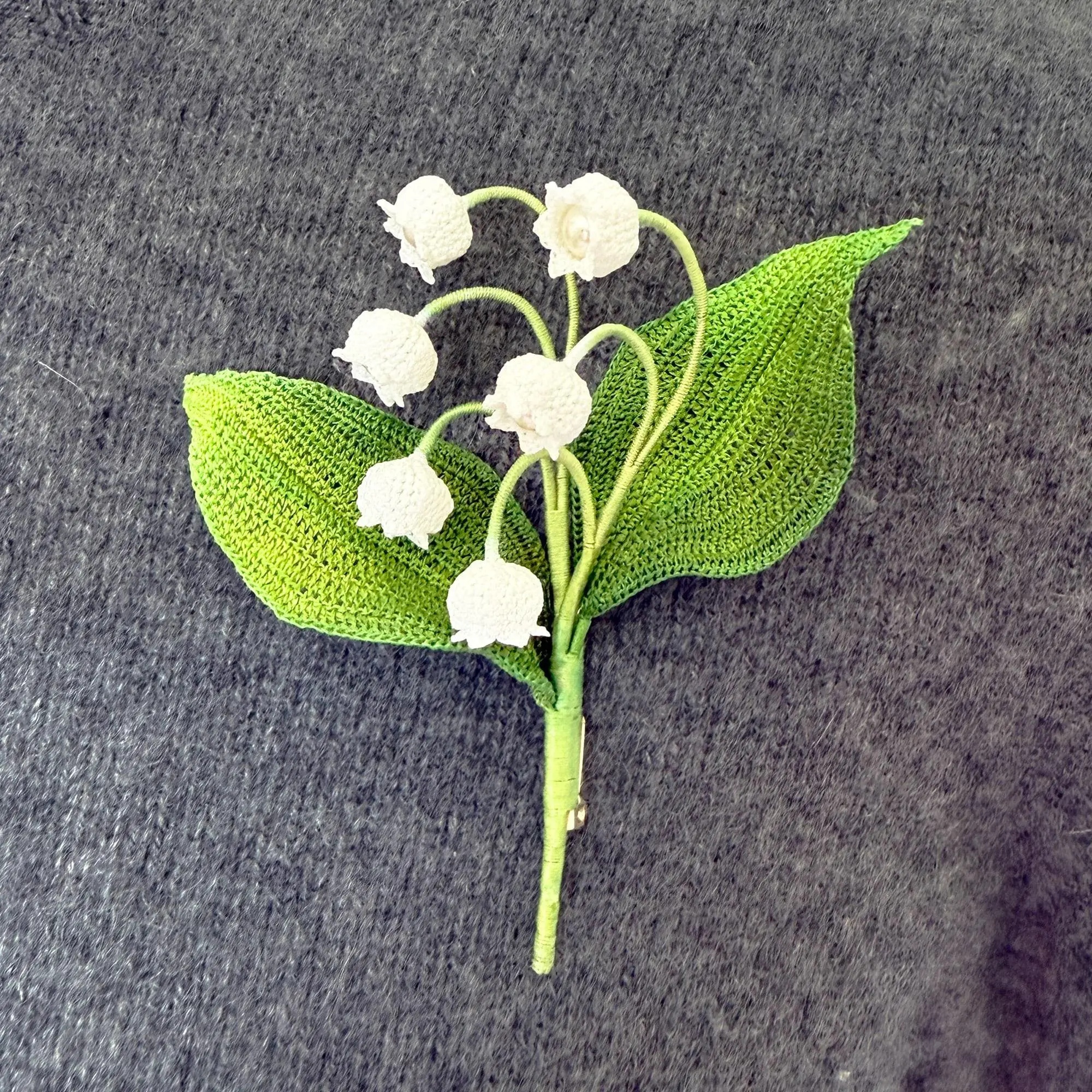 Micro Crochet Lily of the Valley Brooch: Handmade Floral Pin