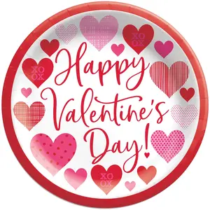 Loving Hearts Valentine's Day Paper Plates - 6.75"