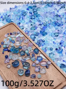 100g Round Glass Beads Set, 4-25mm Shapes: Teardrop, Flower, Star, Heart, Butterfly, Leaf, Ideal for Jewelry Projects, Bead Assortment