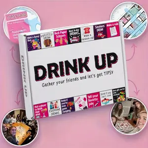Drink Up Party Board Game Set, Paper Material Party Games for Grown Ups, No Batteries Needed, Party Games for Holiday Parties, Halloween, Christmas, Thanksgiving