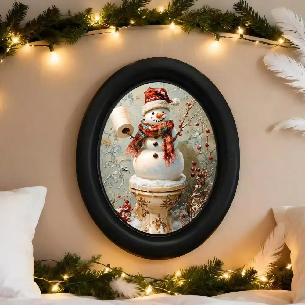 Vintage Christmas Snowman Wall Decor, Gothic Victorian Style 3D Painting, Handmade Photo Transfer Print, Perfect for Halloween & Holiday Decoration, Christmas Decorations