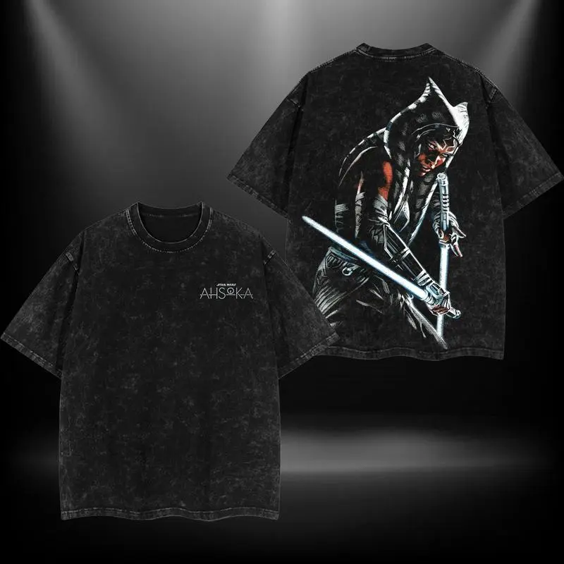 Star Ahsoka Tano Wars Double Printed Oversize Lightweight Acid Tee TV Show Graphic Top Cotton Gift T-Shirt For Comic Lover, Gift T-Shirt For Movie Lover
