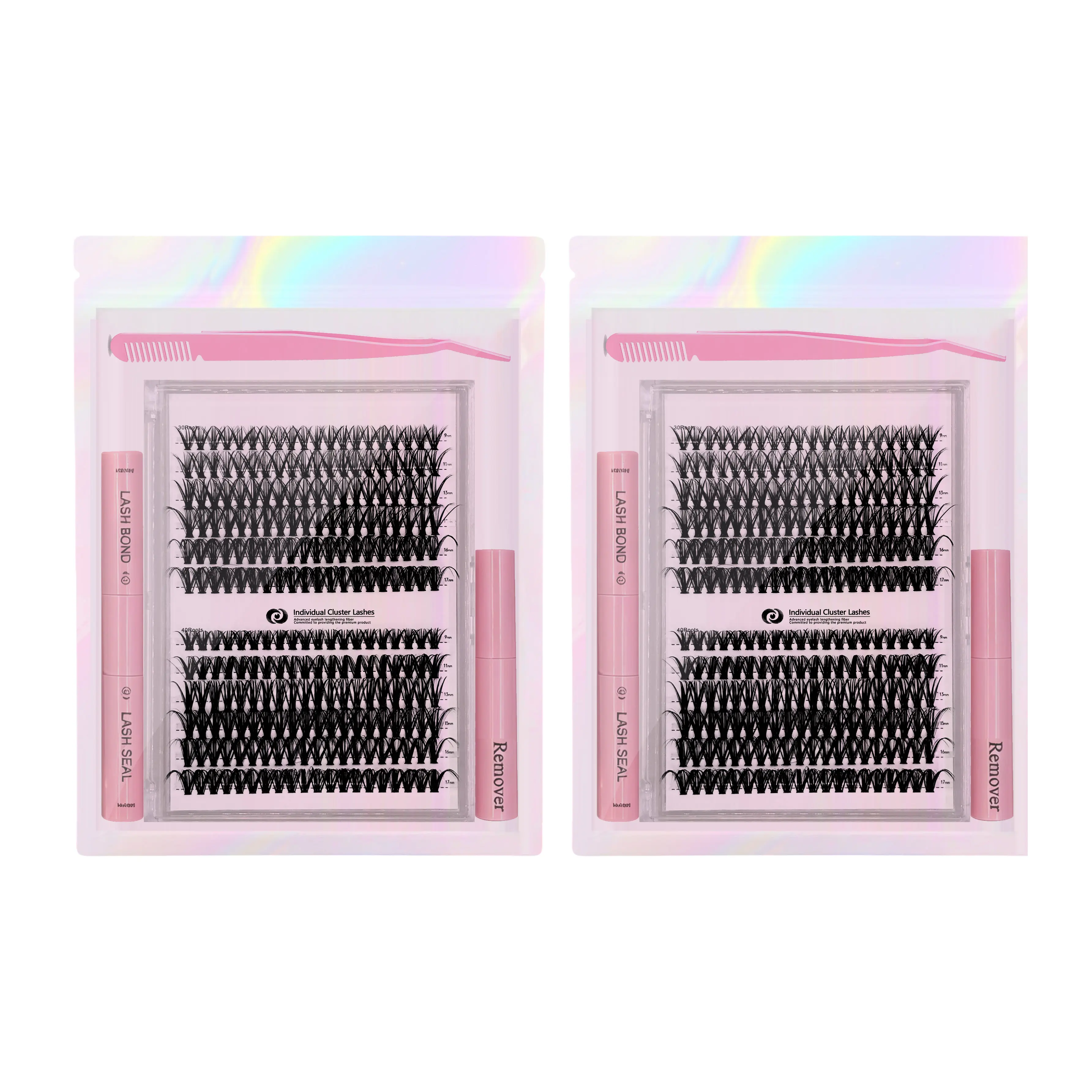 30D & 40D Individual Cluster Lashes Mix – 240 Pieces, 9-17mm Mixed Length, Ultra-Thin Invisible Band, Natural Curl Volume, Reusable DIY Eyelash Extension Kit
