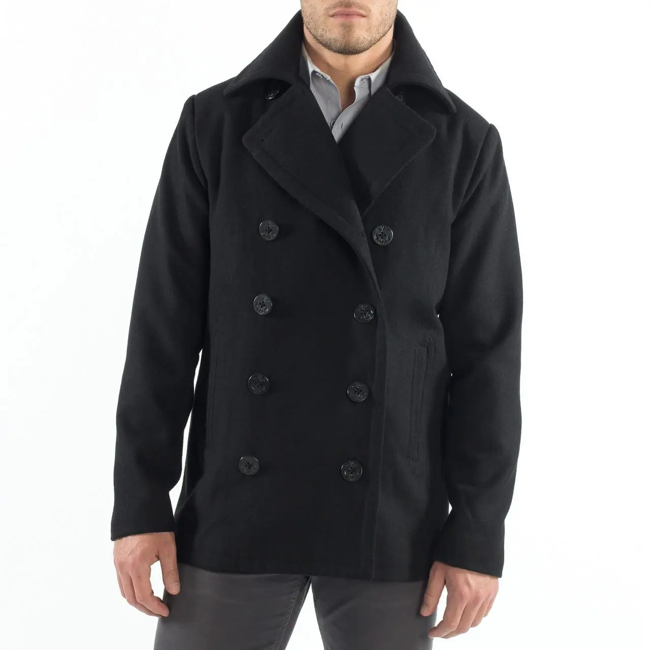 Alpine Swiss Mason Mens Wool Blend Pea Coat Classic Double Breasted Winter Coat Warm Peacoat Jacket Professional Overcoat