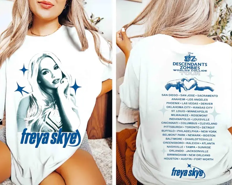 DN Freya Skye T-shirt, Descendants Zombies Worlds Collide Tour, The Rise Of Red Tee, Descendants Concert, Summer Music Festival 2025