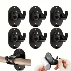 3pcs No Drilling Self Adhesive Curtain Rod Brackets - Universal Nail Free Adjustable Hooks, Bathroom Decoration Accessories, Bedroom, Livingroom, Kitchen - Christmas/Halloween Gift Decoration