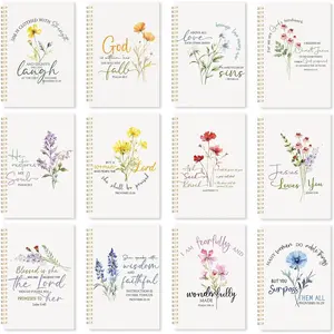 12 Pack Christian Gifts for Women Church Bulk Teacher Graduation Spiral  Verse Notebooks A5 Inspirational Religious Journals Prayer Scriptures Notepad for Sunday School(Blessed)