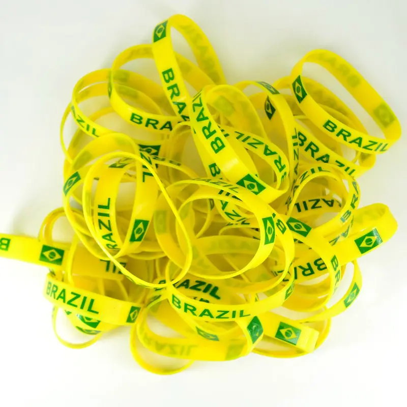 25x Brazil National Team Football Soccer Basketball Silicone Bracelet Bangle Wristband Sport Jewelry Party Gift
