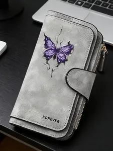 1pc butterfly Women'S Long Wallet, Multi-Functional Wallet, Portable Snap Closure Coin Purse, Birthday Gift and Daily Commute for lovers, Playful Design, Perfect Holiday Gift, Perfect for Outdoor, Travel, and Family Use4.08PYT-15