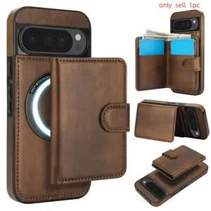 2IN1 Detachable Magnetic Leather Case For Google Pixel 9 Pro XL 9A 8A 8 Pro for Magsafe Wireless Charge Wallet Card Packs Cover Capa