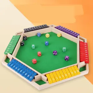 Hatwoo Shut the box Dice Game for 2-6 Player, Six-sided Board Flip Game, Wooden Board Game with 10 Numbers, Family Wooden Board Table Math Games, Classic Dice Board Games for Home, Party,  Birthday Leisure Time