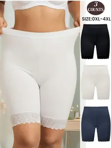 Plus Size Women's Seamless High Waisted Shorts Boyshorts Panties, Shapewear, Underwear, Basic, Full Coverage, Postpartum Essential, Stretch Kint Faric, Breathable Smooth Casual All Day Wear, Anti Chafing Shorts, for All Seasons Womenswear