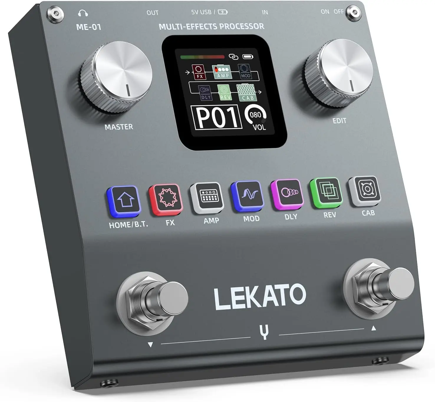 LEKATO Multi Effects Guitar Bass Multi Effects Pedal Processor with 6 Effects Modules 80 Presets 20 IRs BT Audio