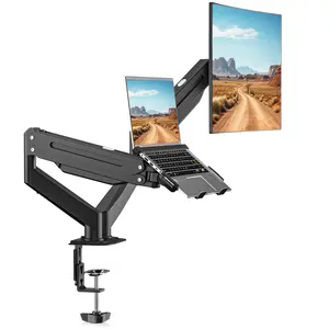 Suptek Dual mount,Monitor Laptop Mount Stand, 2 in 1 Function Dual Monitor Arms Desk Mount for Notebook and Monitor with Laptop Tray,Holds up to 22lbs MD8SPTP007