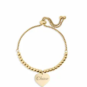 Steel Bonds - Engravable Beaded Heart Bracelet. Tarnish and water resistant suitable for everyday wear! luxury bracelet