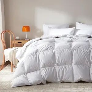 King Size Goose Feather Down Fiber Comforter, 100% Organic Cotton Duvet Insert, All-Season Luxury with Baffle Box Design, Hotel Collection Comforter with 750+ Fill Power