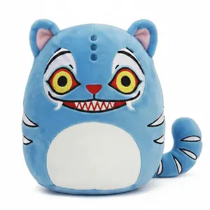Creepy Cute 10" Blue Demon Tiger Plush, Weirdcore Stuffed Animal Toy, Gothic Kawaii Room Decor Gift for Teens & Adults