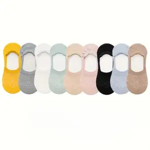 5/10 Pairs of Breathable Mixed Color Lace Invisible Socks Soft Lightweight Floral Lace Boat Socks for Versatile Dressing Styles Women's Maternity Basic Minimalist Multicolor-5Pairs