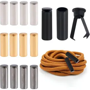 Cord Ends Bells Tips Fold-Over End Caps Ribbon Ending Clasp Pendant for DIY Tassel, Lanyard, Cloth, Hat, String, Rope Metal , , Black, Steel Grey 19.6 x 5.7mm / 0.77 x 0.22 inches