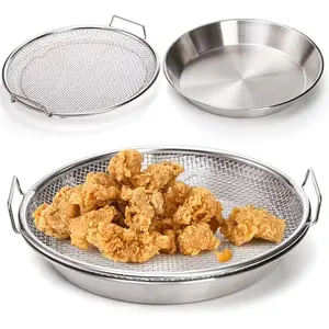 Stainless steel oil filtration cooling rack and tray, suitable for frying, washing vegetables, deep-frying, filtering, serving, and grilling. It is a kitchen accessory ideal for barbecue enthusiasts,Summervibes