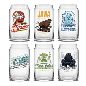 Star Wars Retro Vintage Tumbler Glasses, Set of 6 Can Shape Glasses