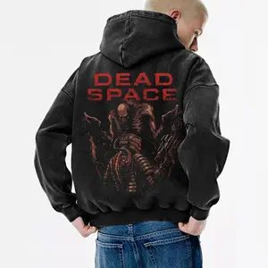 Vintage Washed Dead Space Hoodie - Isaac Clarke Gaming Graphic Worn-In Washed Dead Space Remake Hoodie - Sci-Fi Horror Fan Favorite Cotton Fabric