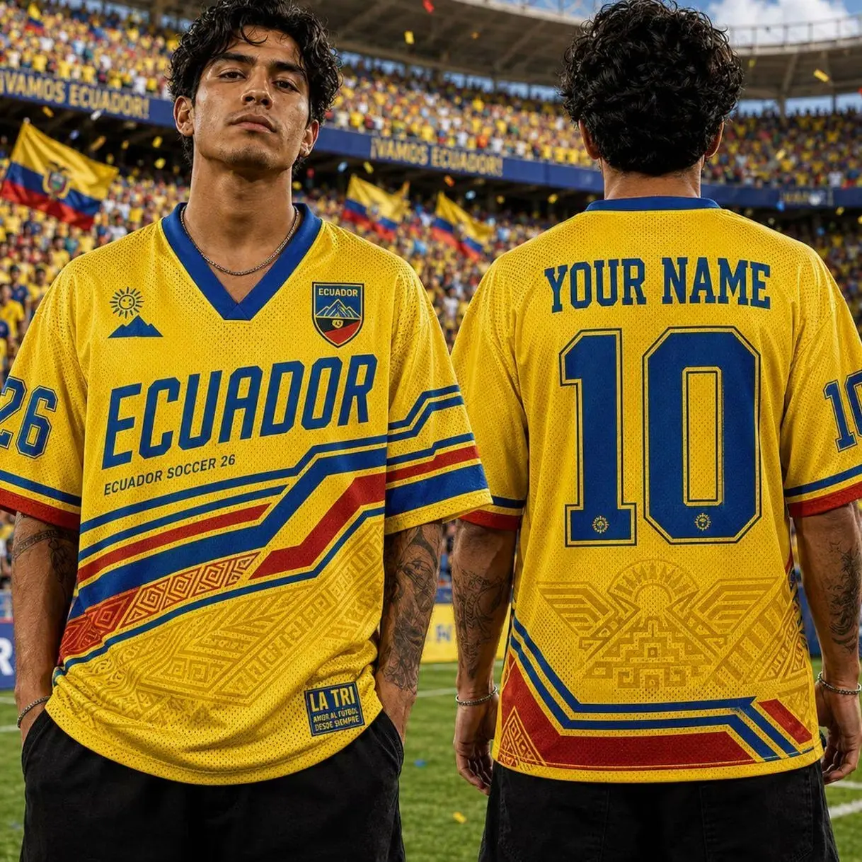 Ecuador La Tri Soccer Jersey, Personalized Name Number Football Shirt, Custom Unisex Game Day Tee, Ecuador Fan Gift