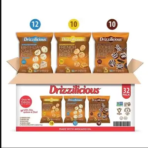 Drizzilicious Variety Pack French Toast Birthday Cake Cookies & Cream 32 Pack Made with Avocado Oil Vegan Friendly