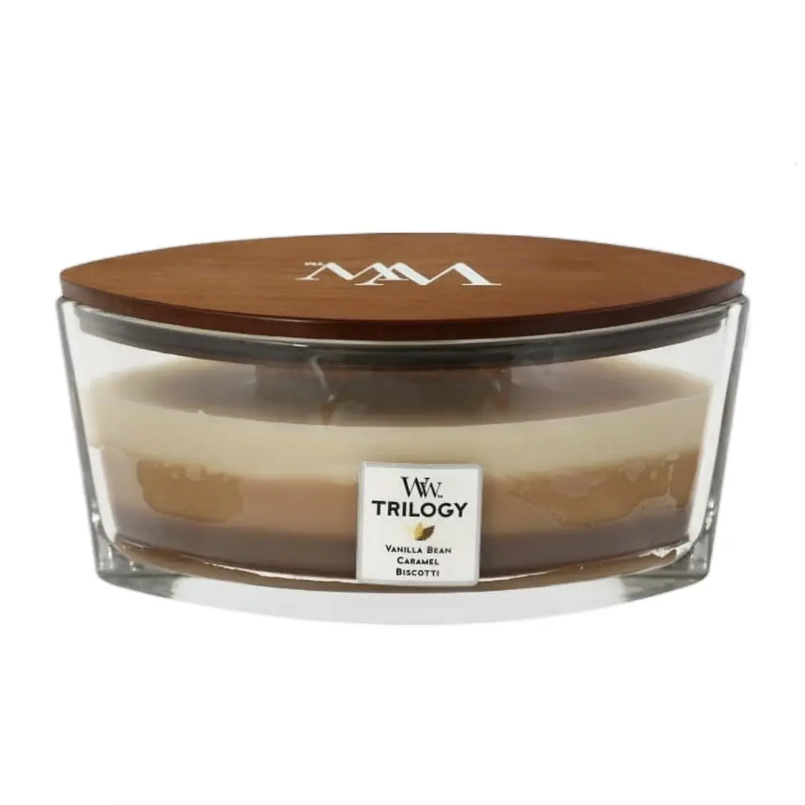 Large WoodWick Trilogy Ellipse Candle, Café Sweets Ft Vanilla Bean, Caramel, Biscuit