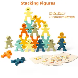 Stack the Mood!  18 Chunky Wooden Figures + 10 Challenge Cards. Boost Focus, EQ & Fun! The Perfect Screen-Free Gift.