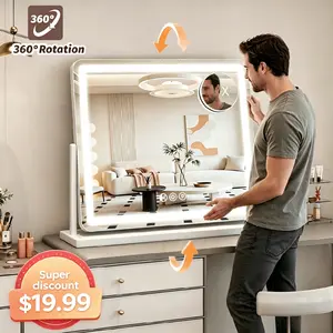 Hollywood Vanity Mirror with Lights, 3 Color Modes Dimmable LED Makeup Mirror, Tabletop Cosmetic Mirror Perfect Gift for Women