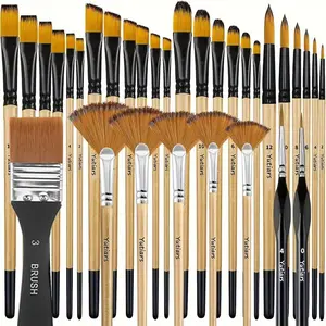 32 Pcs Paint Brushes for Acrylic Painting, Premium Nylon Bristles with Round, Filbert, Flat, Fan, Angle, Fine Detail Brush, Pain Tools