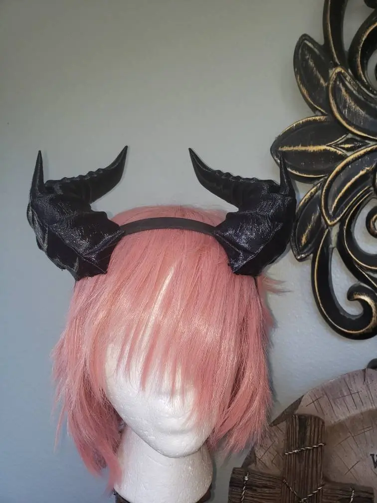 Fantasy splintered Dragon horns Snake Dragon 3d printed horns on headband dragon headress large goat horns beast horns dinosaur cosplay