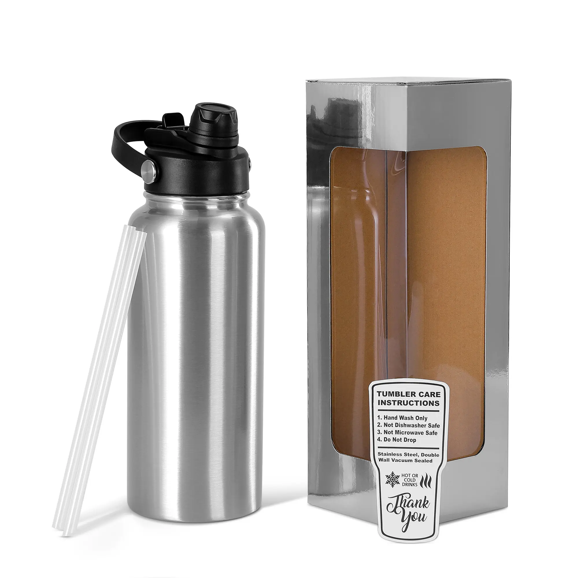 Makerflo 32 oz Stainless Steel Hydro Water Bottle with 2-in-1 Lid - Craft-Ready for DIY Gifts & Personalization (Epoxy, UV DTF, Vinyl, Laser Engraving)