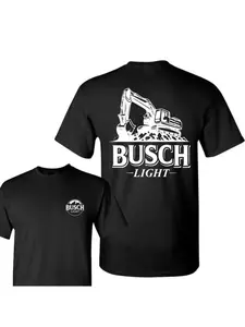 Light T-Shirt, Construction Graphic Tee, Heavy Equipment Operator T-shirt For Men – Funny Construction Workwear T-Shirt For Beer Lovers And Blue Collar Dads Casual Cotton Fabric Menswear Top Fitted Round Neck Loose