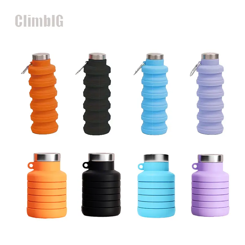 Collapsible Silicone Water Bottle, Reusable Folding Travel Cup, Leakproof Lightweight Portable Bottle for Camping, Hiking, Gym, Travel & Outdoor Sports, Space-Saving Travel Essential,Outdoor