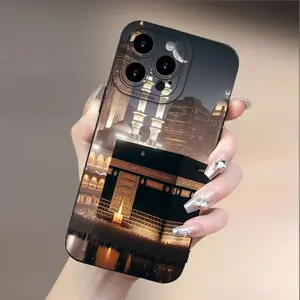 Mecca Holy City pattern, unique design, new mobile phone case, full body protection, shockproof and drop-proof TPU soft rubber protective cover, simple and advanced color, iPhone16 15 14 13 12 11XS XR X7/8Mini Plus Pro Max series, Muslim