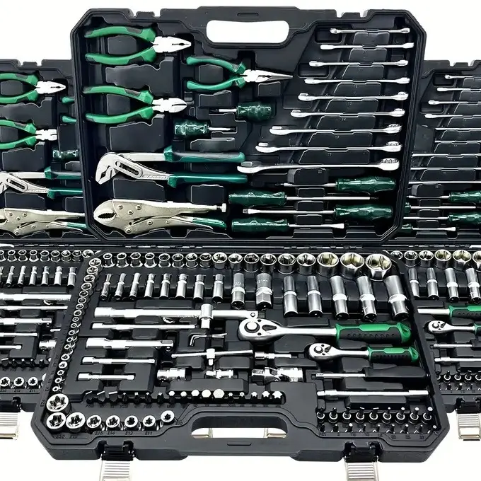 131 luxury car repair tool set - chrome vanadium steel,including sockets,wrenches and other household mechanic specific tools