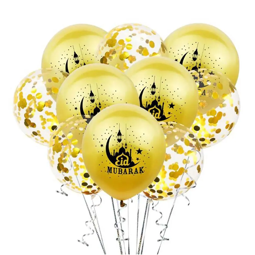 Islamic Holiday Decor | Eid Mubarak Balloons | 10 Pack - Gold