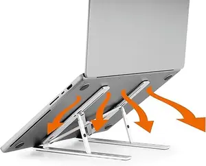 Durable Laptop Stand for Laptops & Tablets - Foldable & Height Adjustable - Includes Travel Bag - Silver Aluminum Laptop Mount, for Laptops and Tablets up to 15"