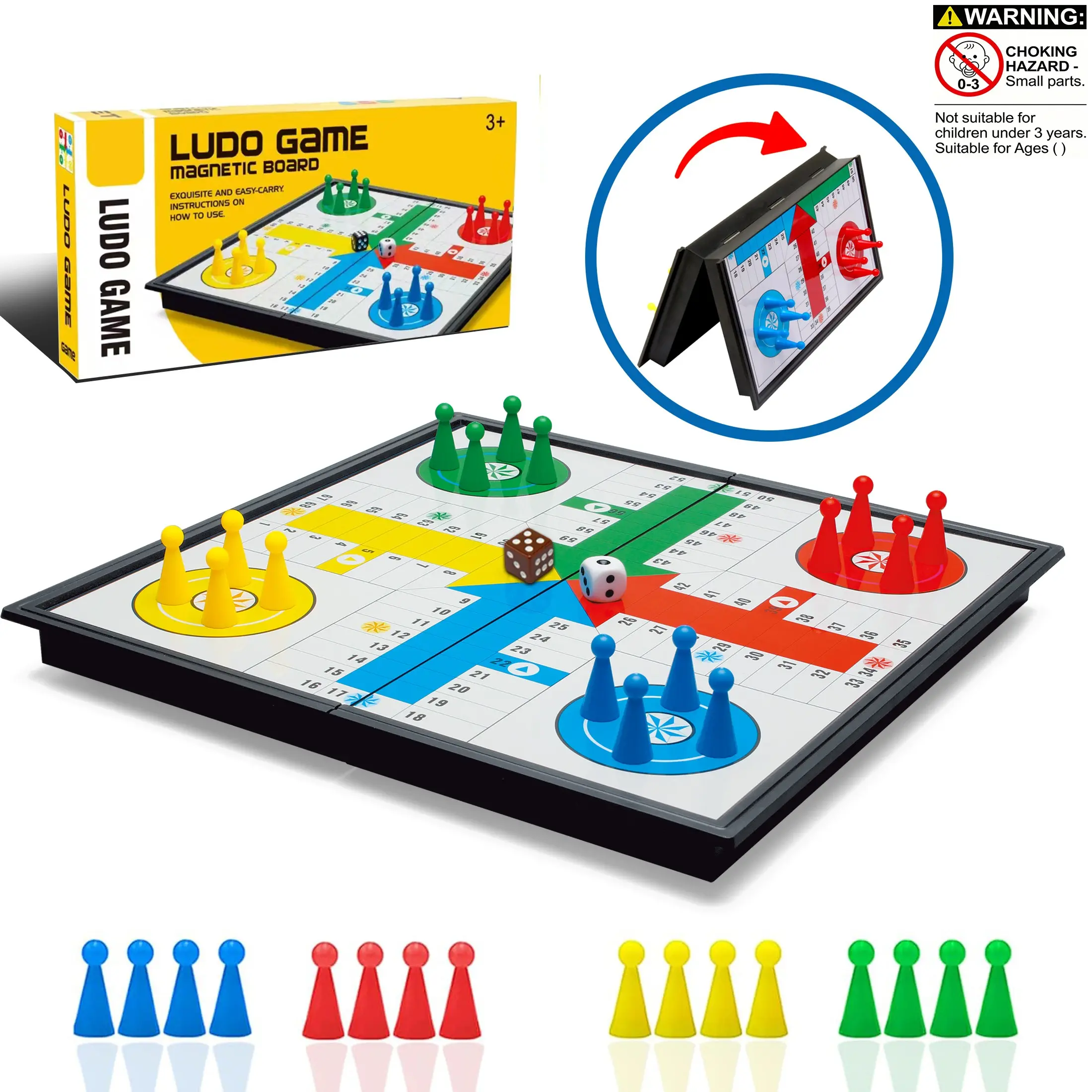 Dice Board Game Set, Folding Chessboard Portable Lightweight Travel Game Set, Strategy Board Games for Children and Adults, Ideal for Family Game Interaction, Family Fun Game