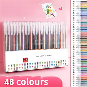 48 colour glitter gel pens Star sparkle colouring pens Shiny colourful minimalist style Smooth quick drying DIY drawing colouring Writing quick drying high capacity gel pens