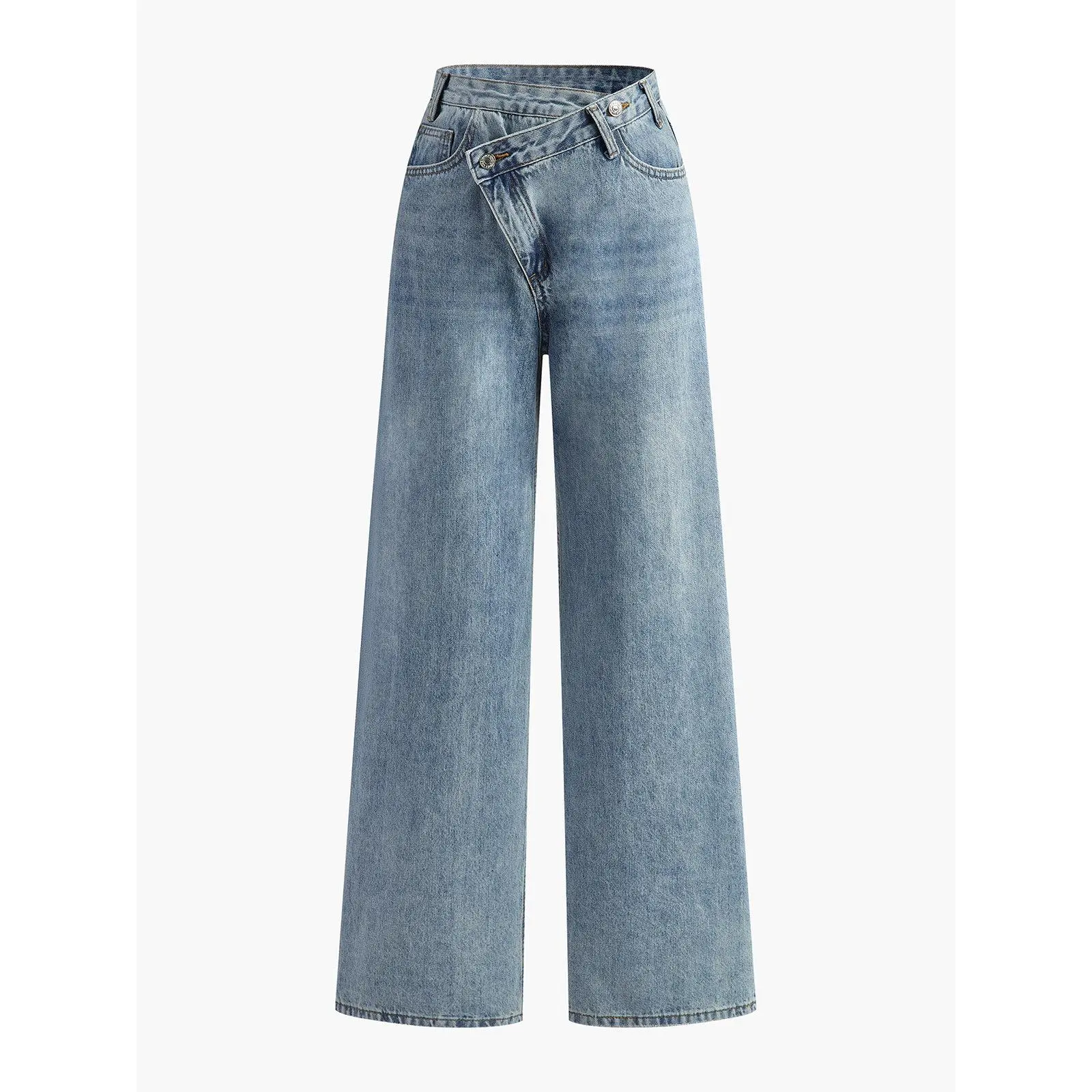 Asymmetric Waist Wide-Leg Jeans