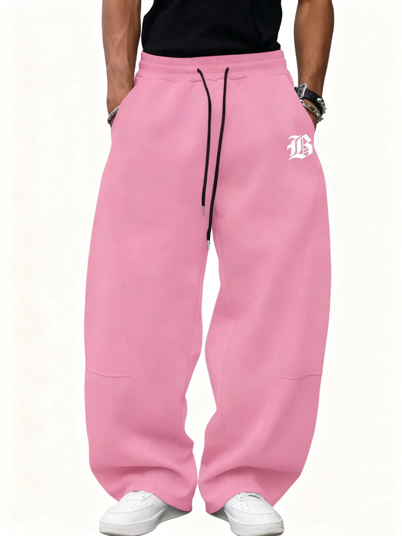 Unisex Loose-Fit Sweatpants, Drawstring Waist, Gothic Letter Print, Hip Hop Streetwear, Athleisure Design, Y2K Casual Wide-Leg Trousers for Daily Use, Athleisure Style Pants, Drawstring Sports Pants