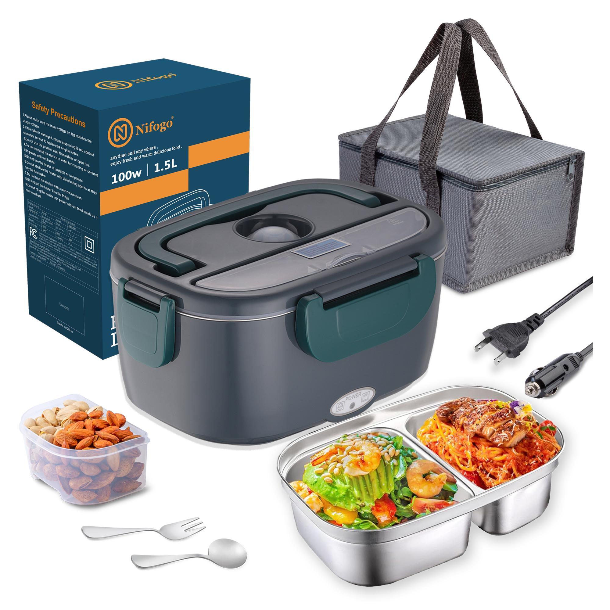 Electric Lunch Box -12V/24V/110V, 80W, 1.8L Capacity Portable Food Heater with Tableware and Lunch Bag for Car, Home, Office & Travel Use Electric Lunch Box -12V/24V/110V, 80W, 1.8L Capacity Portable Food Heater with Tableware and Lunch Bag for Car, Home, Office & Travel Use