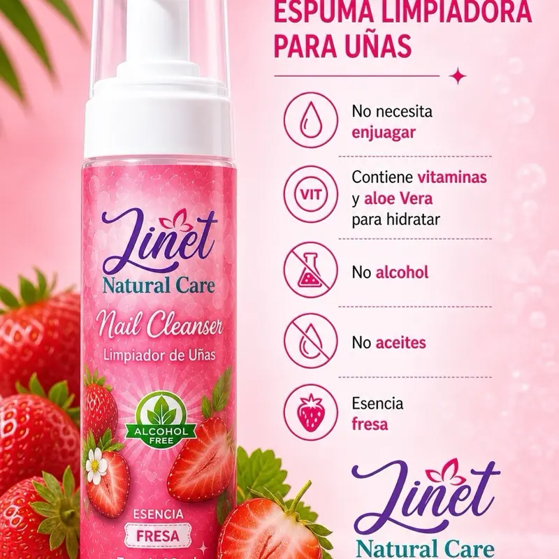 Linet Natural Care Alcohol-Free Strawberry Essence Nail Cuticle Cleanser