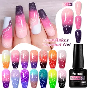 MTSSII 7ml Snowflake Thermal Gel Nail Polish, Snow Sequins Unique Temperature Color Changing Gel Polish, Gradient Color Nail Art DIY Manicure Kit for Salon Use, UV Gel Manicure, Ideal Gift for Women, Gel Shine Finish